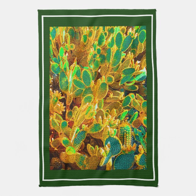 Hot Africa Desert Cactus Plants Prickly Pear Tea Towel (Vertical)