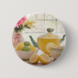 Hot Afternoon Tea with Fresh Lemons 6 Cm Round Badge