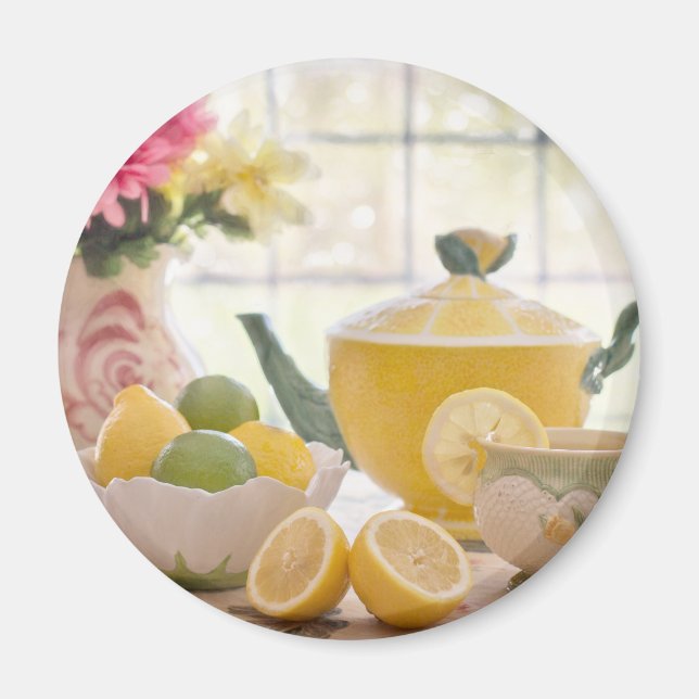 Hot Afternoon Tea with Fresh Lemons Magnet (Front)