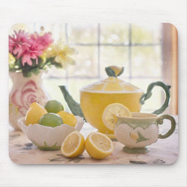 Hot Afternoon Tea with Fresh Lemons Mouse Mat (Front)