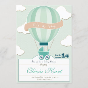 Hot Air Ballon Baby Shower Invitation