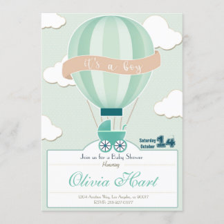 Hot Air Ballon Baby Shower Invitation (It´s a boy)