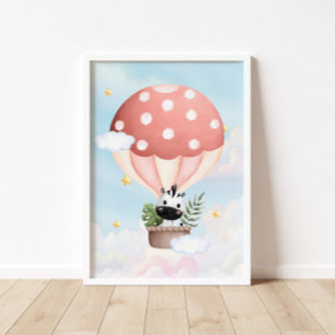 Hot Air Ballon Baby Zebra Poster