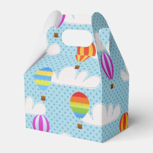 Hot Air Ballons in Cloudy Dotty Sky Favour Box