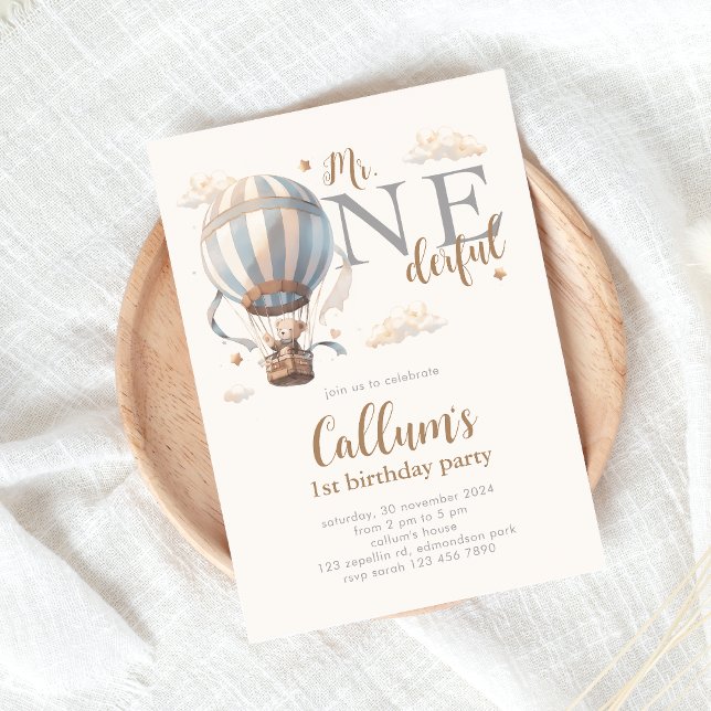 Hot Air Balloon 1st Birthday Invitation (Creator Uploaded)