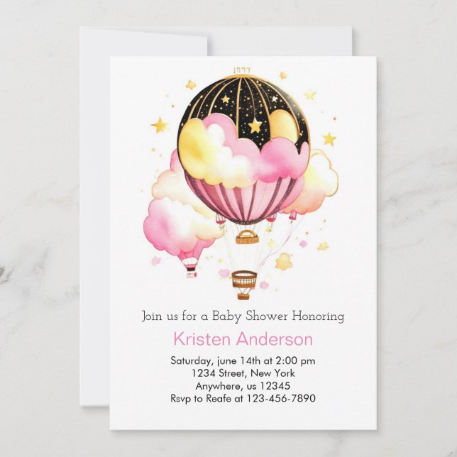 Hot Air Balloon Adventure Awaits Baby Shower Invitation (Front)