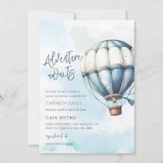 Hot Air Balloon Adventure Awaits Baby Shower Invitation