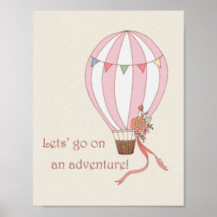 Hot Air Balloon Adventure Poster Retro Wall art