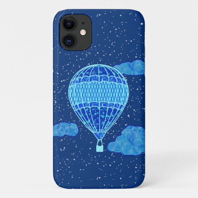 Hot Air Balloon Against a Night Sky in Deep Blue Case-Mate iPhone Case (Back)
