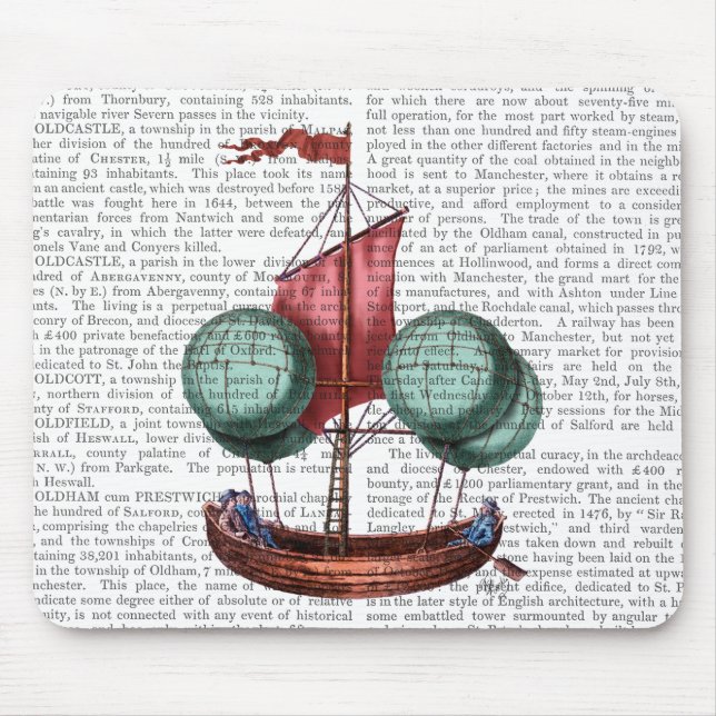 Hot Air Balloon Airship With Red Sail Mouse Mat (Front)