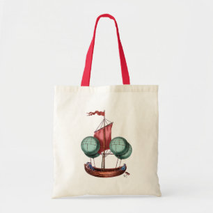 Hot Air Balloon Airship With Red Sail Tote Bag