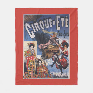Hot-Air Balloon and Japanese Ladies Poster Fleece Blanket