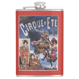 Hot-Air Balloon and Japanese Ladies Poster Hip Flask