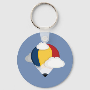 Hot Air Balloon and Pencil Paper Coaster Key Ring