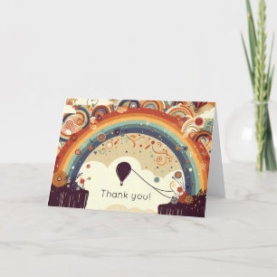 Hot Air Balloon and Rainbows Thank You Card