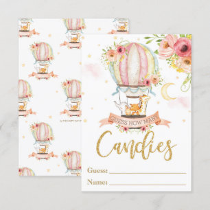 Hot Air Balloon Animal Guess How Many Candies Card