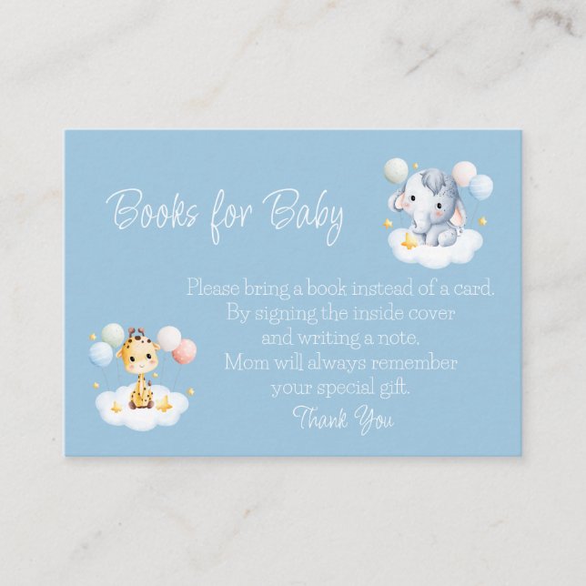 Hot Air Balloon Animals Baby Boy Baby Shower Enclosure Card (Front)