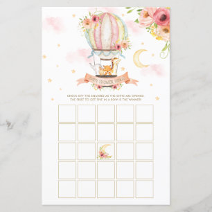 Hot Air Balloon Animals Baby Shower Bingo Game