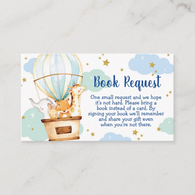 Hot Air Balloon Animals Book Requst Card (Front)