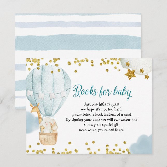 Hot Air Balloon Animals Books for baby Invitation  (Front/Back)
