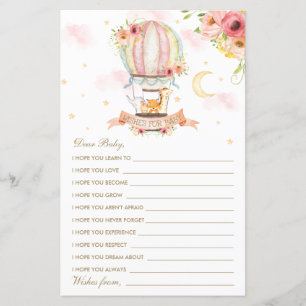 Hot Air Balloon Animals Shower Wishes for Baby 