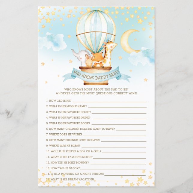 Hot Air Balloon Animals Who Knows Daddy Best Game (Front)