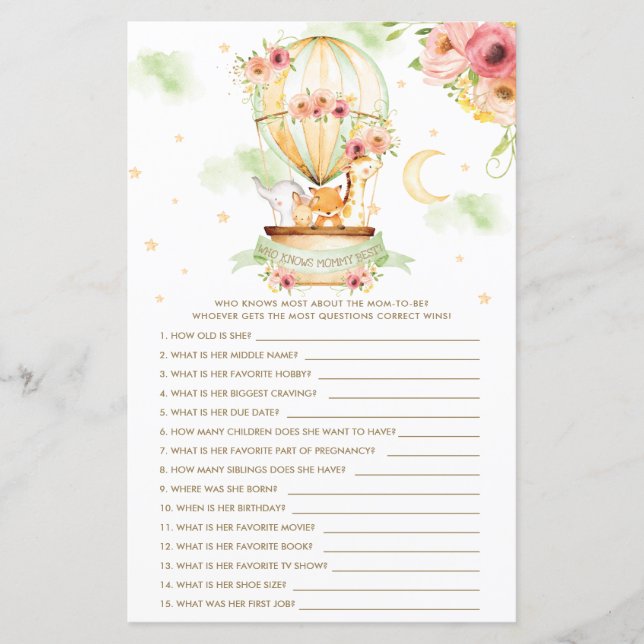 Hot Air Balloon Animals Who Knows Mummy Best Game (Front)