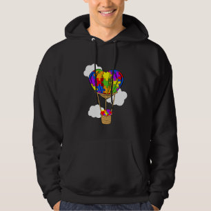 Hot Air Balloon Autism Awareness Cute Heart Puzzle Hoodie