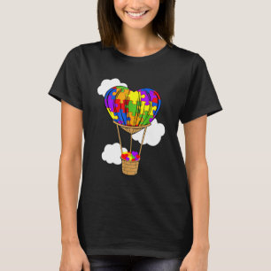 Hot Air Balloon Autism Awareness Cute Heart Puzzle T-Shirt