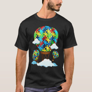 Hot Air Balloon Autism Awareness Cute Heart Puzzle T-Shirt