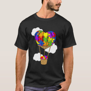Hot Air Balloon Autism Awareness Cute Heart Puzzle T-Shirt