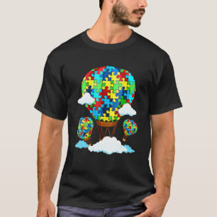 Hot Air Balloon Autism Awareness Cute Heart Puzzle T-Shirt