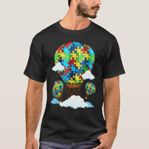 Hot Air Balloon Autism Awareness Cute Heart Puzzle T-Shirt