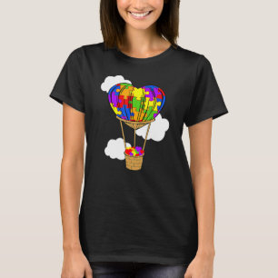 Hot Air Balloon Autism Awareness Cute Heart Puzzle T-Shirt