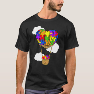 Hot Air Balloon Autism Awareness Cute Heart Puzzle T-Shirt