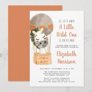 Hot Air Balloon Baby Boy Shower Invitation