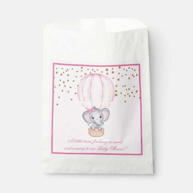 Hot Air Balloon Baby Girl Elephant Baby Shower  Favour Bags (Front)