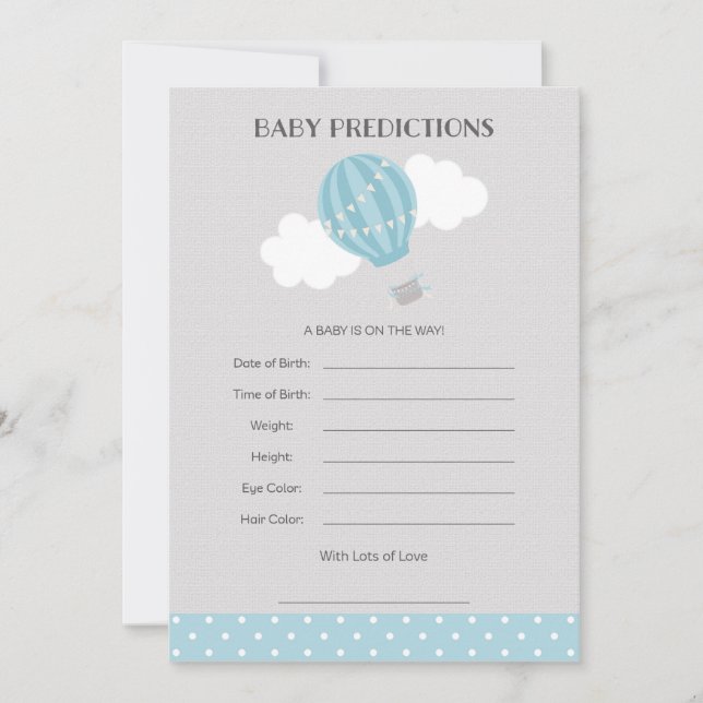Hot Air Balloon Baby Predictions Card (Front)