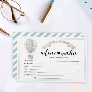 Hot air balloon baby shower advice wishes cards