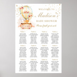Hot Air Balloon Baby Shower Animals Seating Chart 