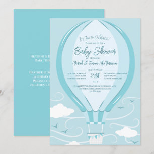 Hot Air Balloon Baby Shower Blue Boy Invitation