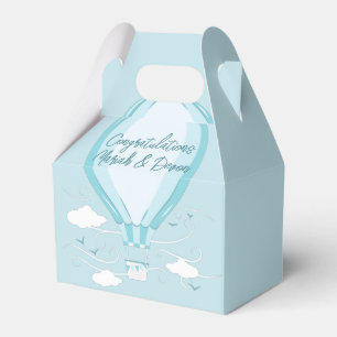 Hot Air Balloon Baby Shower Blue Favour Box