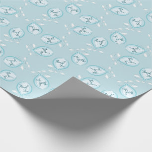 Hot Air Balloon Baby Shower Blue Thank You Wrapping Paper