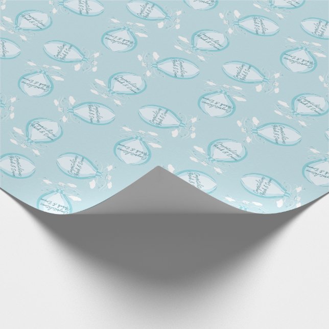 Hot Air Balloon Baby Shower Blue Wrapping Paper (Corner)