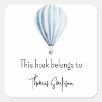 Hot air balloon baby shower bookplate