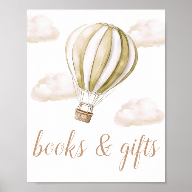 Hot Air Balloon Baby Shower Books And Gifts Sign (Front)
