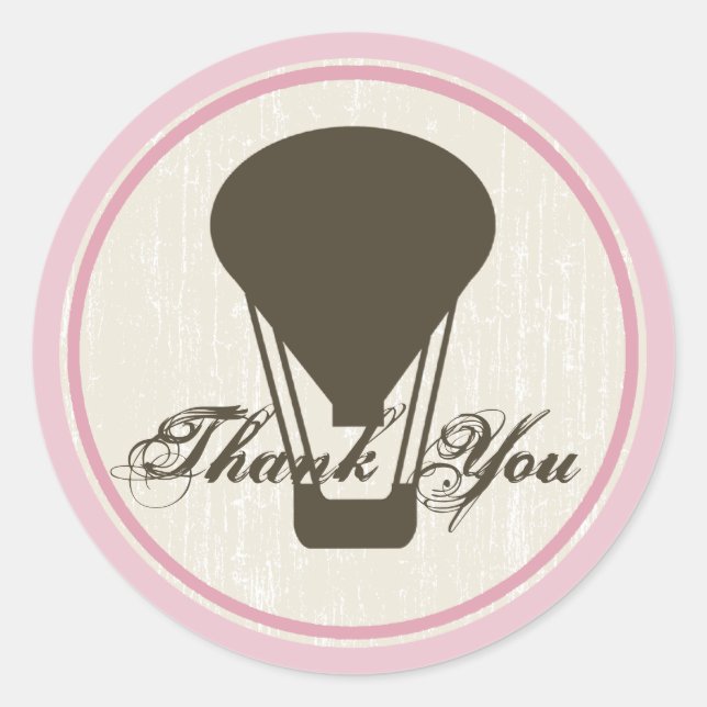 Hot Air Balloon Baby Shower Classic Round Sticker (Front)