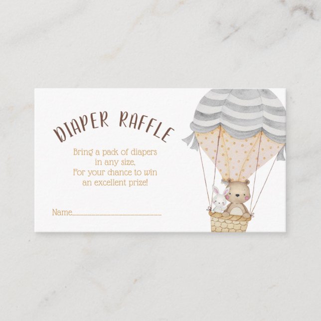 Hot Air Balloon Baby Shower Diaper Raffle Enclosure Card (Front)