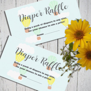 Hot Air Balloon Baby Shower Diaper Raffle Enclosure Card