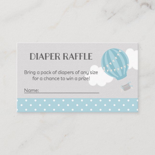 Hot Air Balloon Baby Shower Diaper Raffle Tickets Enclosure Card (Front)